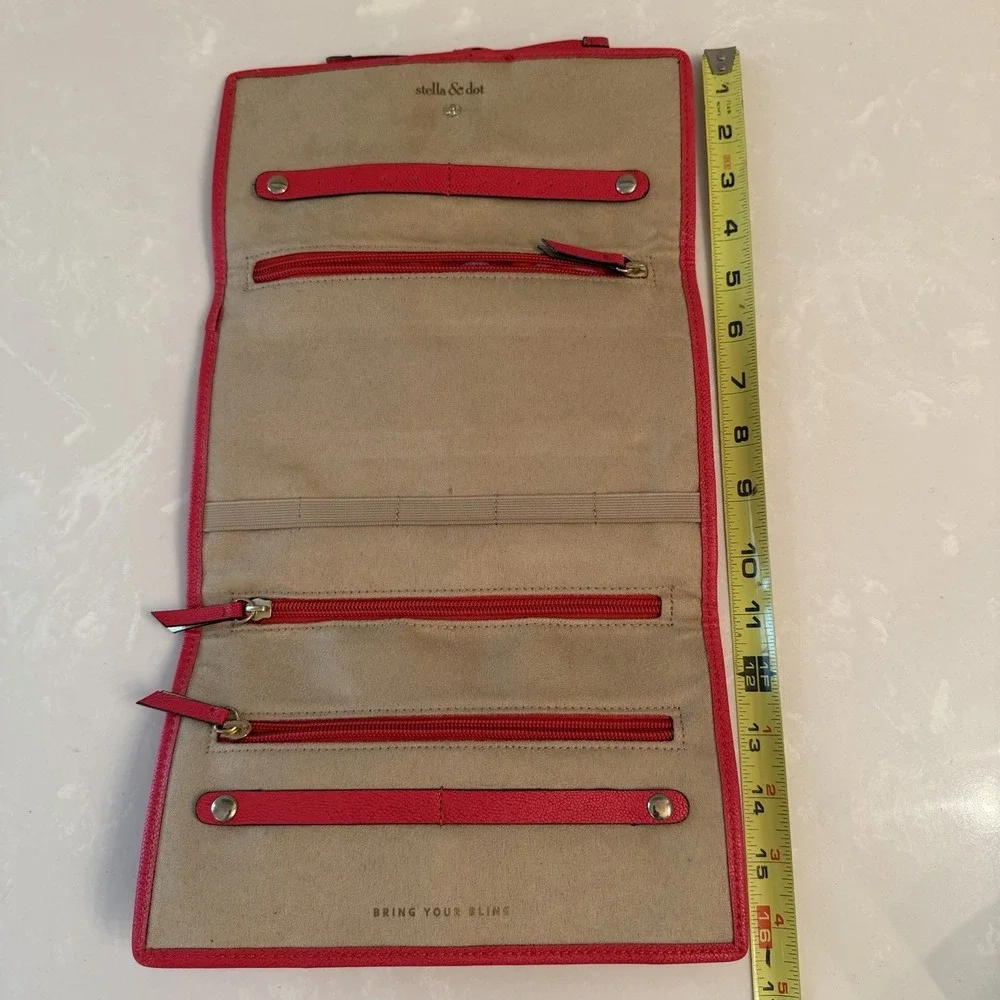 Red Jewelry Organizer Travel Clutch Case Storage‎